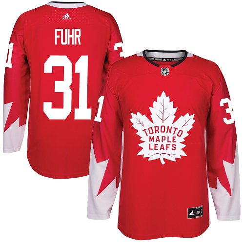 Adidas Maple Leafs #31 Grant Fuhr Red Team Canada Authentic Stitched NHL Jersey - Click Image to Close